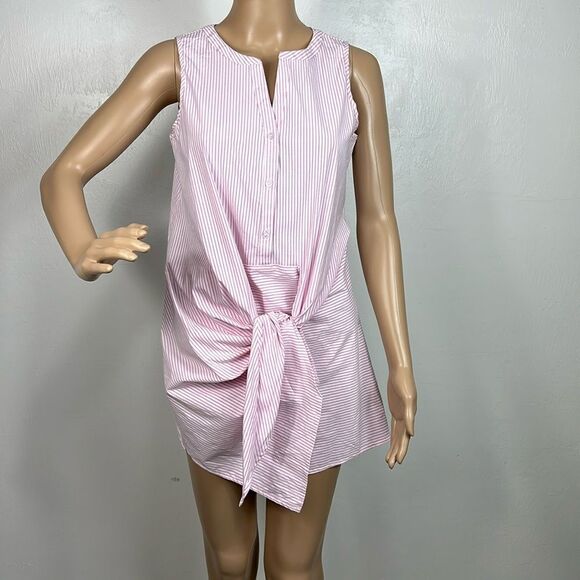 Neiman Marcus Cotton Blend Striped Sleeveless Tunic Top Size S - Picture 1 of 8